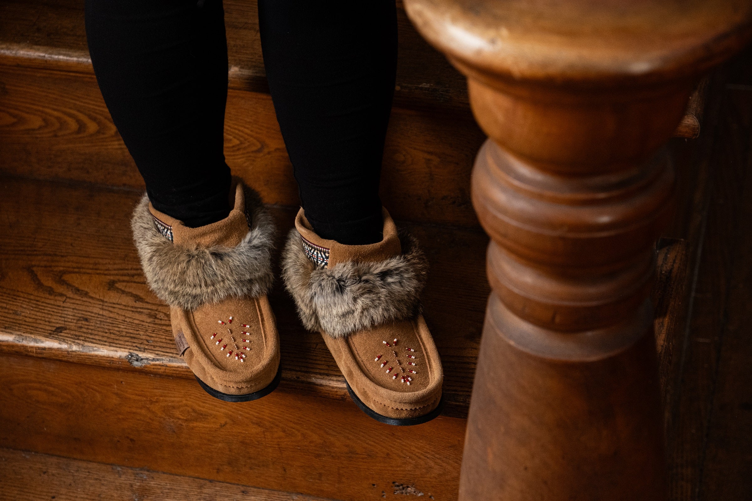 Women's Rabbit Fur Ankle Moccasin Boots