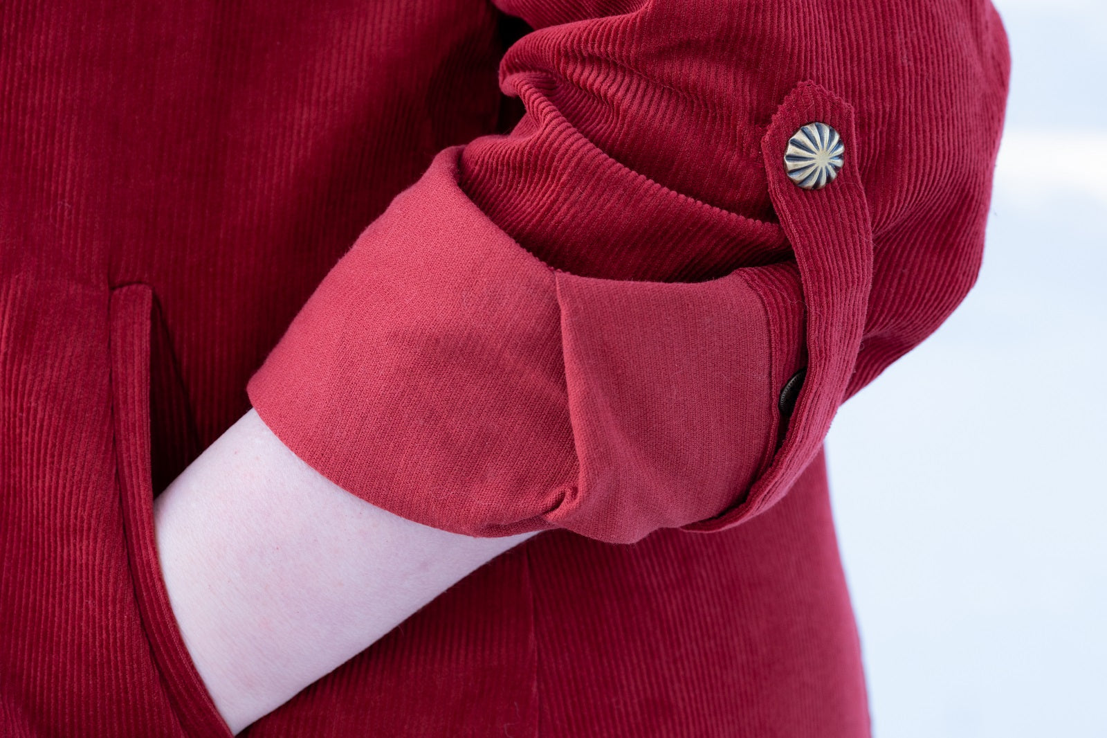 Women's Corduroy Pearl Snap Tunic Shacket