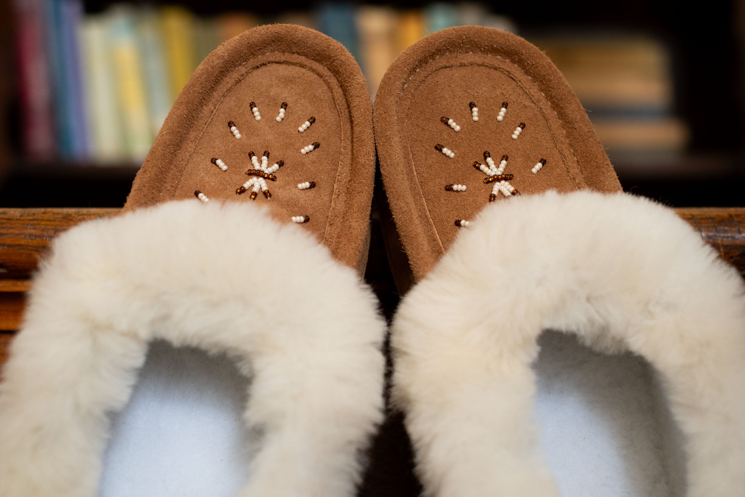 Women's Beaded Fleece Lined Moccasins