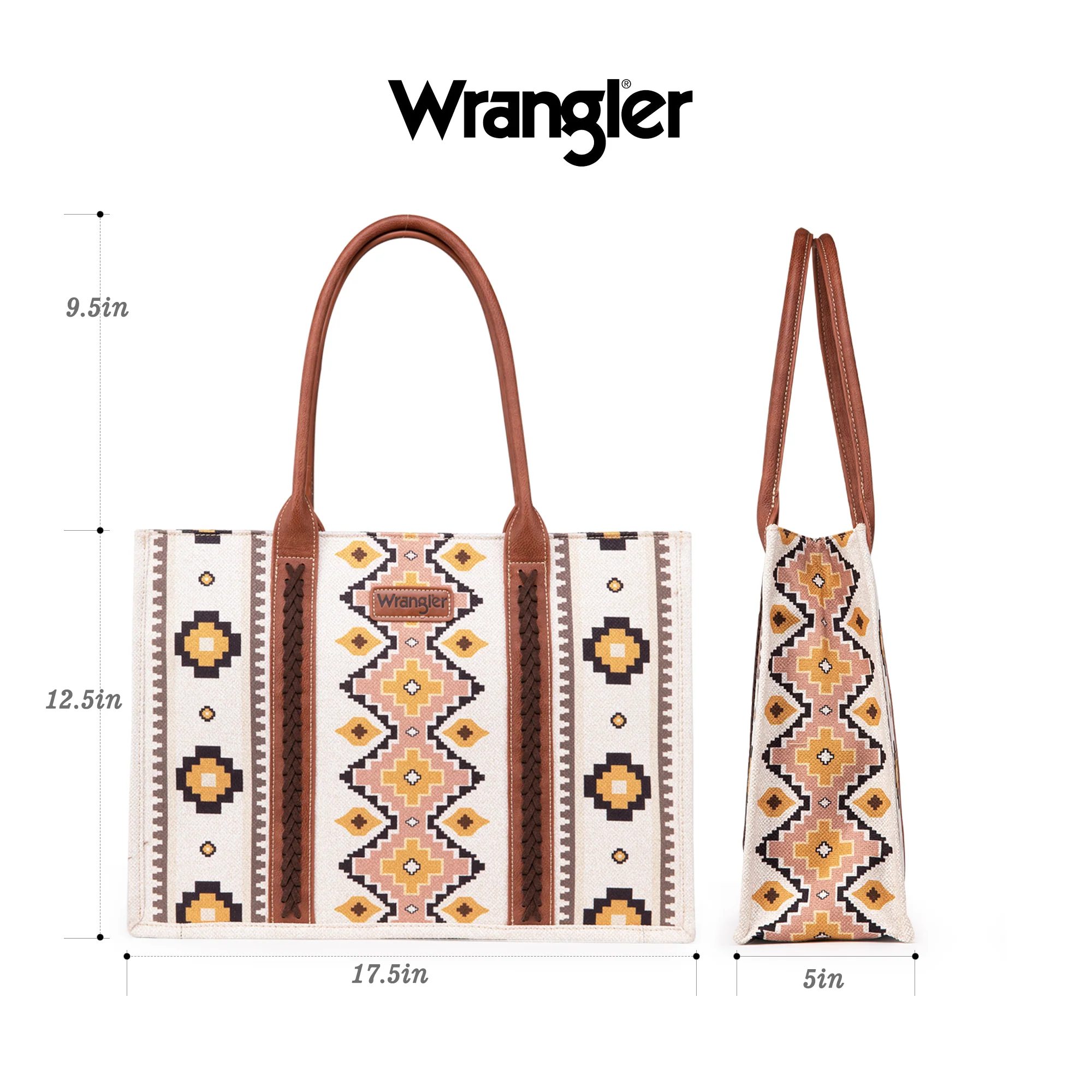 Wrangler Southwestern Print Canvas Wide Tote