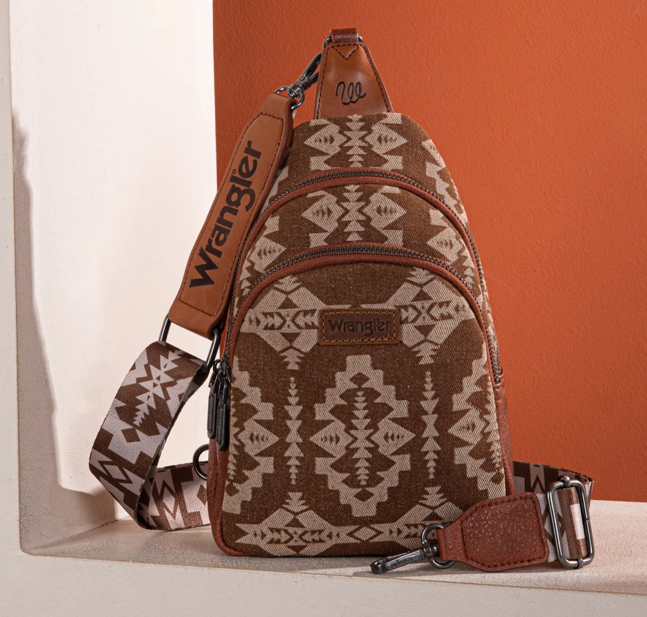Southwestern Print Small Canvas Sling Chest Bag