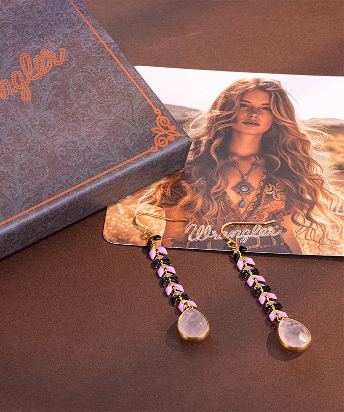 Natural Stone Tear Drop Statement Earring 14K Gold