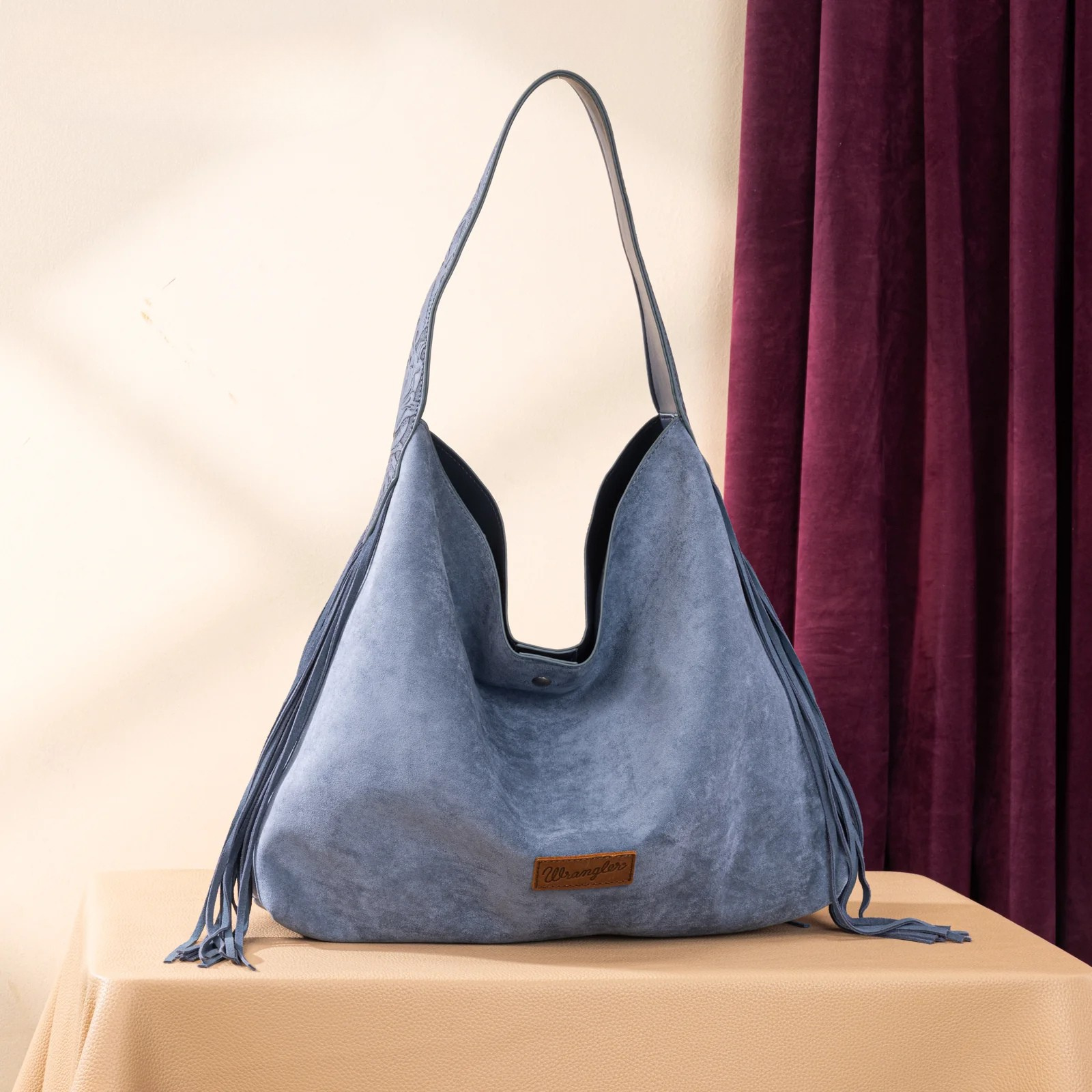 Fringe Floral Tooled Hobo Bag