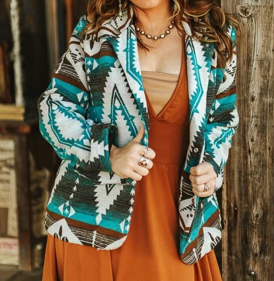 Women's Aztec Button Down Blazer (Clearance)