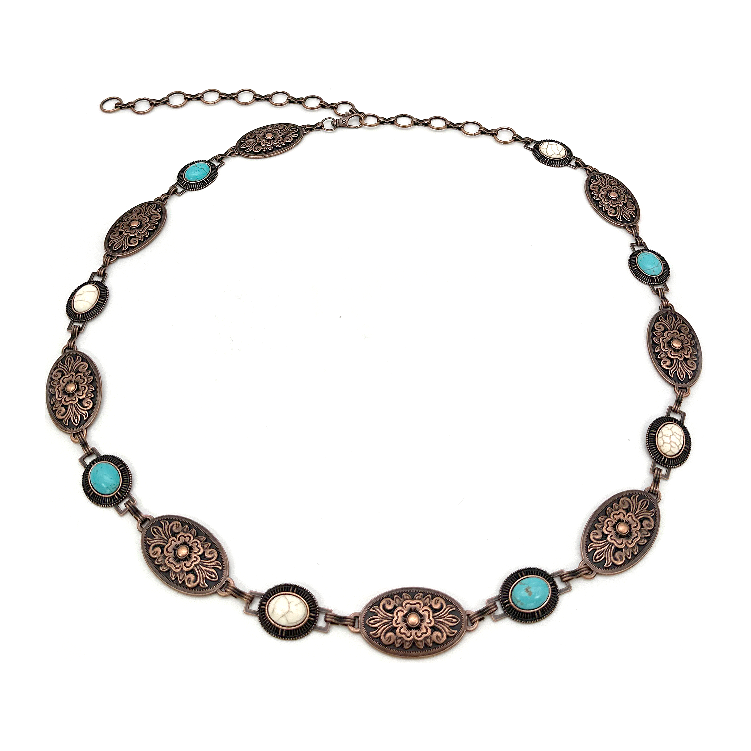 Etched Oval Medallion Antique Concho Belt