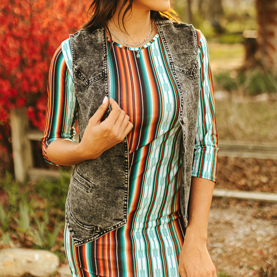 Button Down Western Yoke Vest (Clearance)