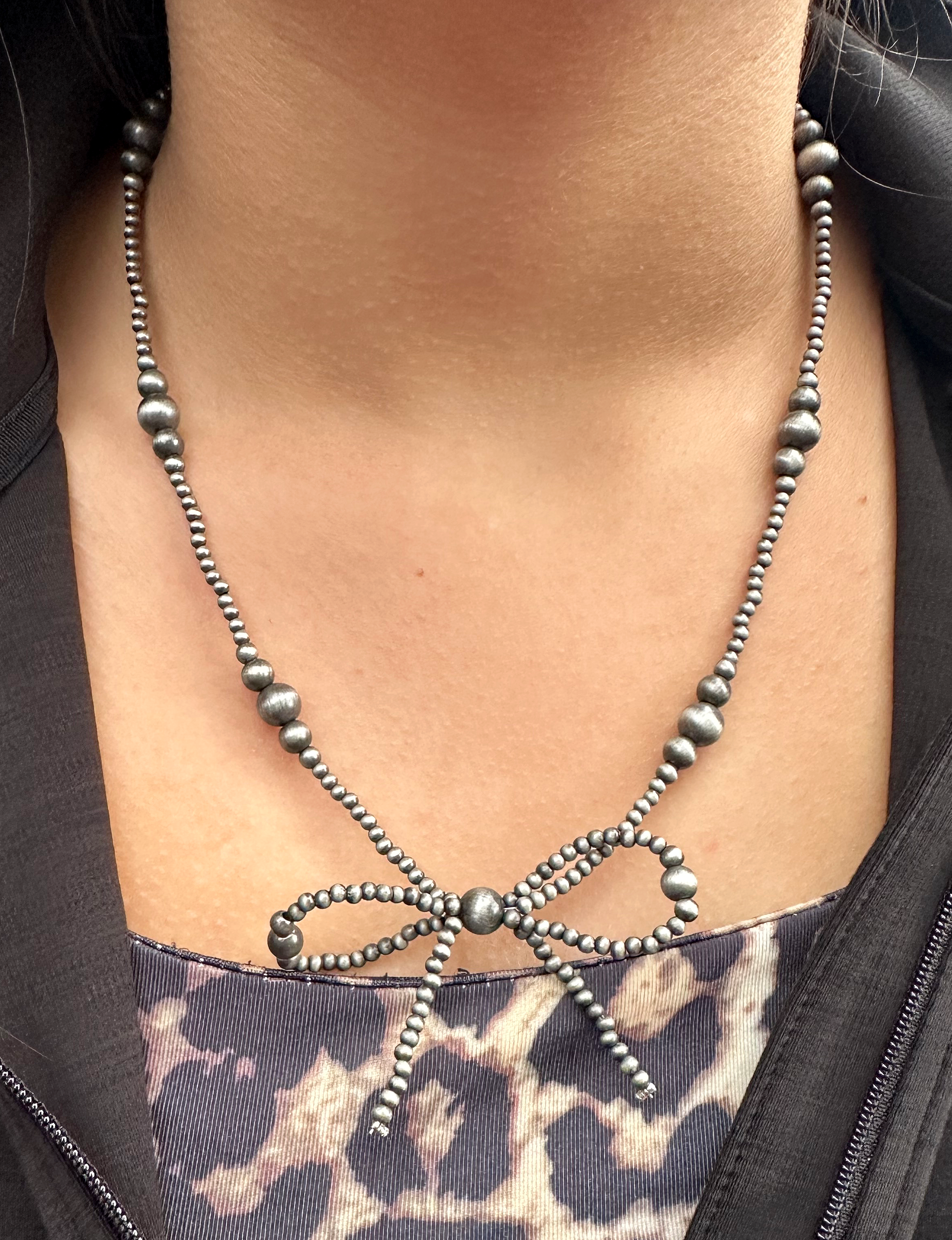 Navajo Pearl Bead Bow Tie Necklace