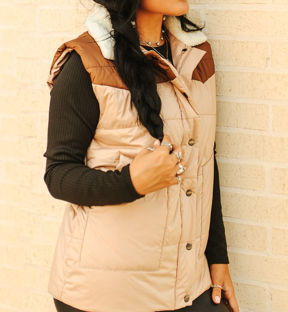 Women's Cream Puffer Vest