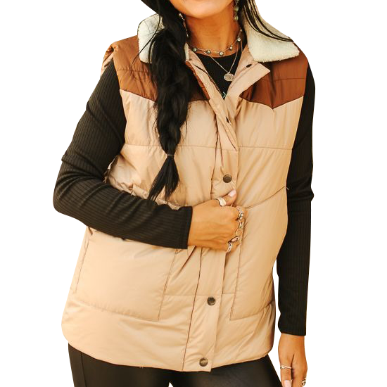 Women's Cream Puffer Vest