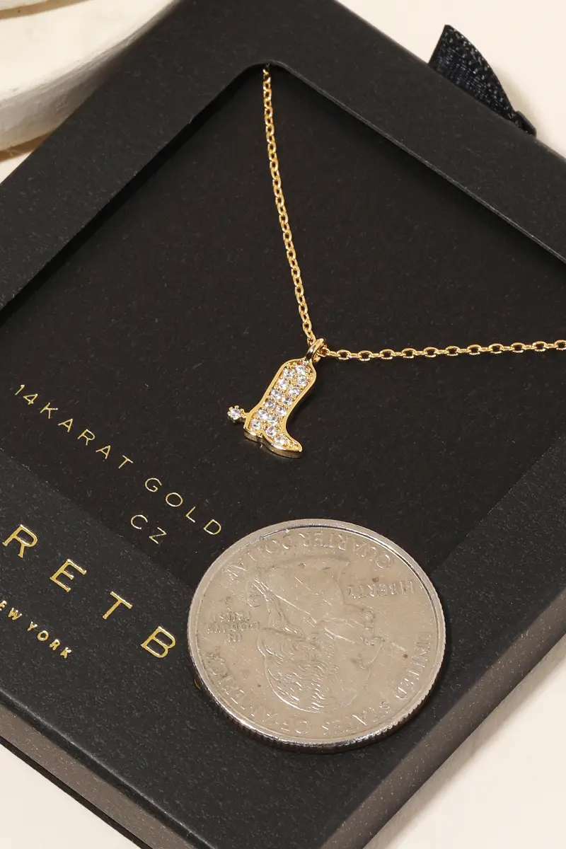 Western Cowboy Boot Pendant Necklace