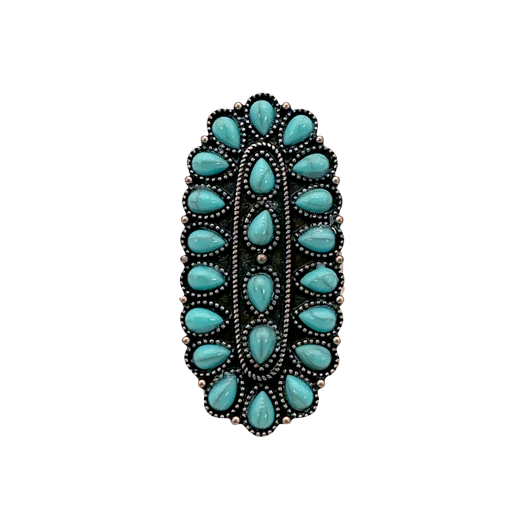 Copper Stretch Oval Concho Turquoise Ring
