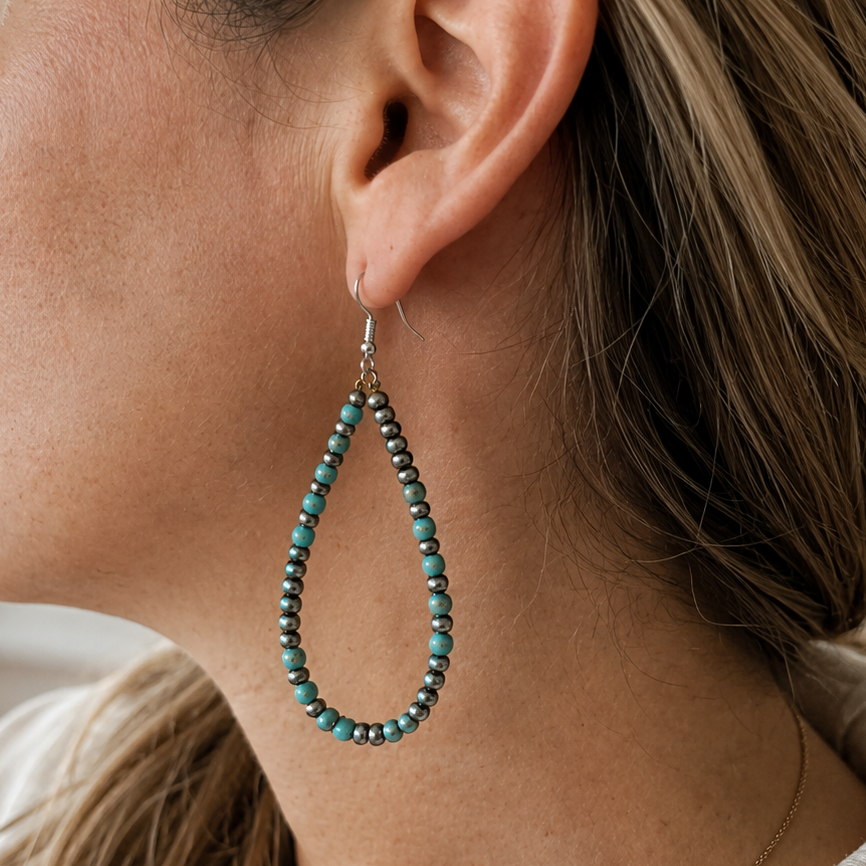 Navajo Pearl Beaded Teardrop Earrings