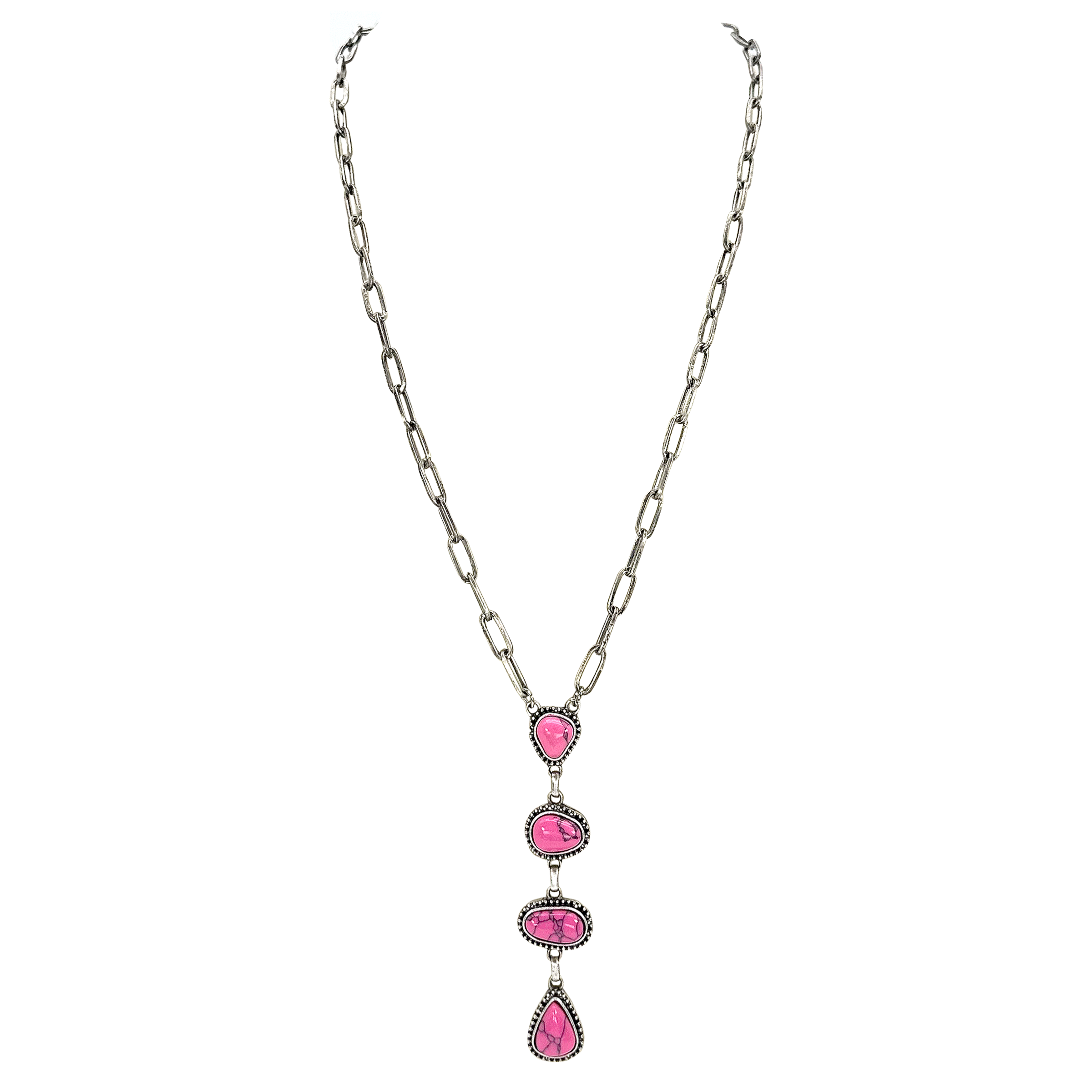 Metal Chain Turquoise Teardrop Necklace