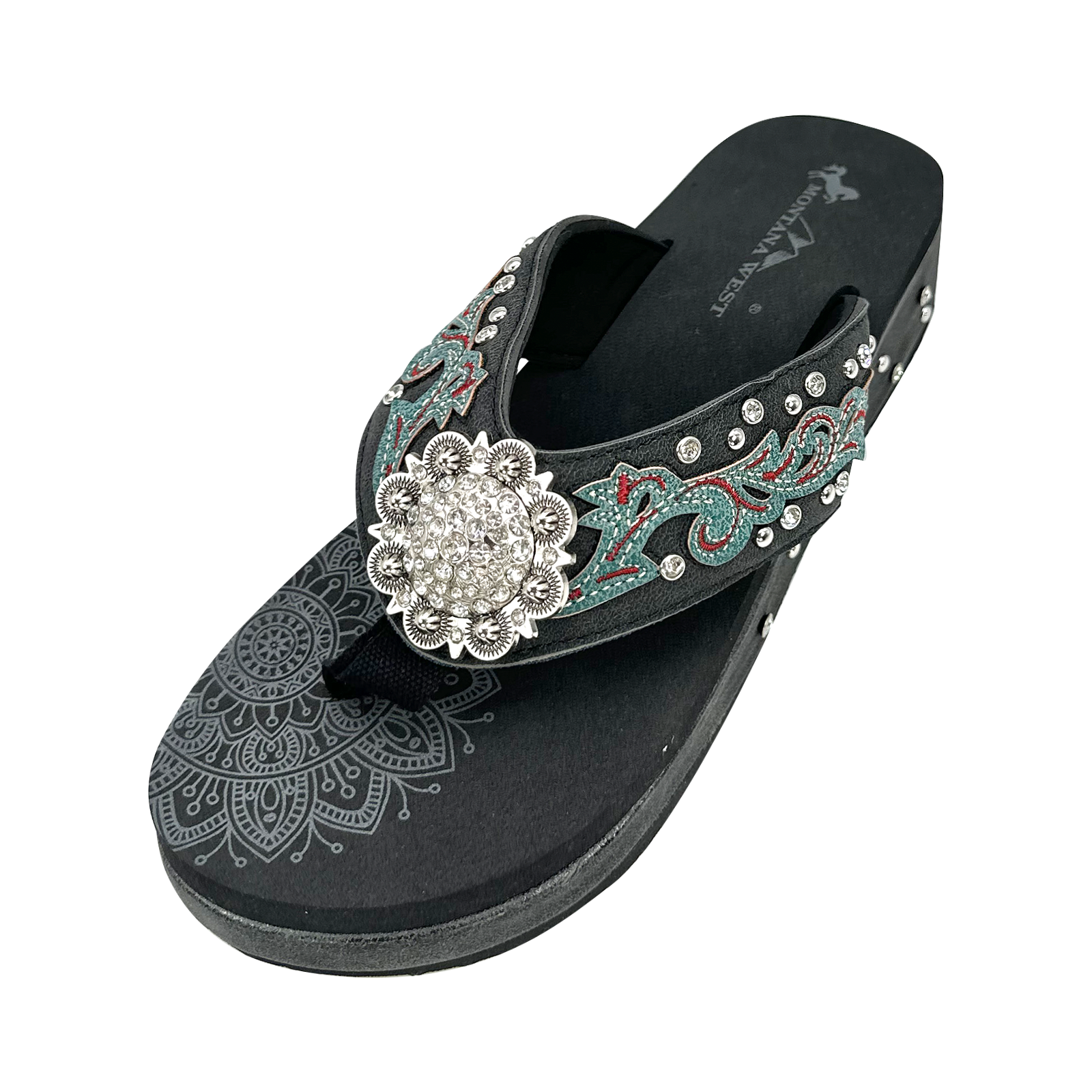 Women's Embroidered Wedge Flip-Flops