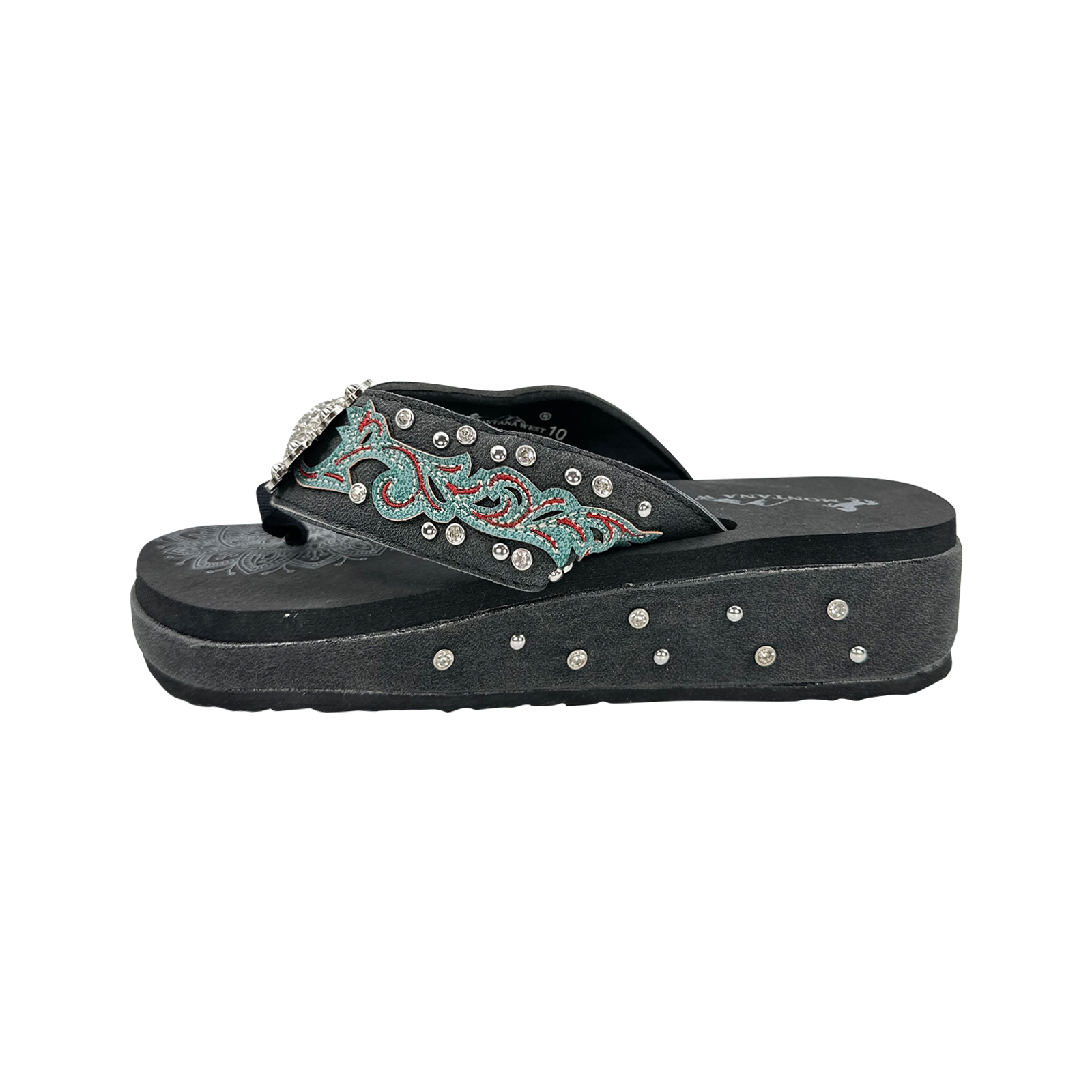 Women's Embroidered Wedge Flip-Flops