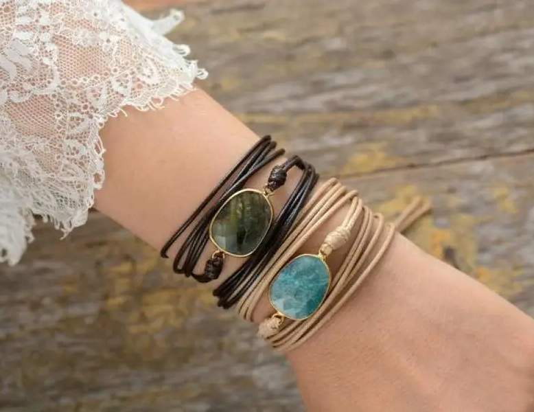 Natural Amazonite Rope Wrap Bracelet