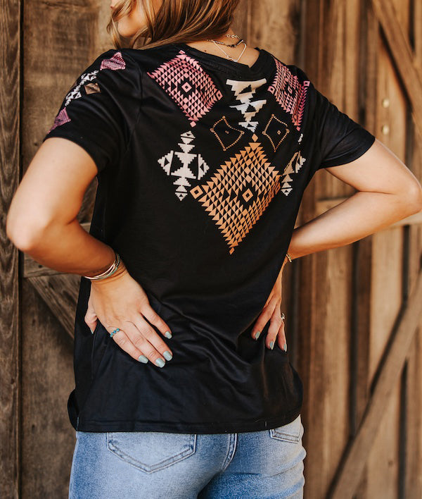 Women's Coral Aztec Printed T-Shirt