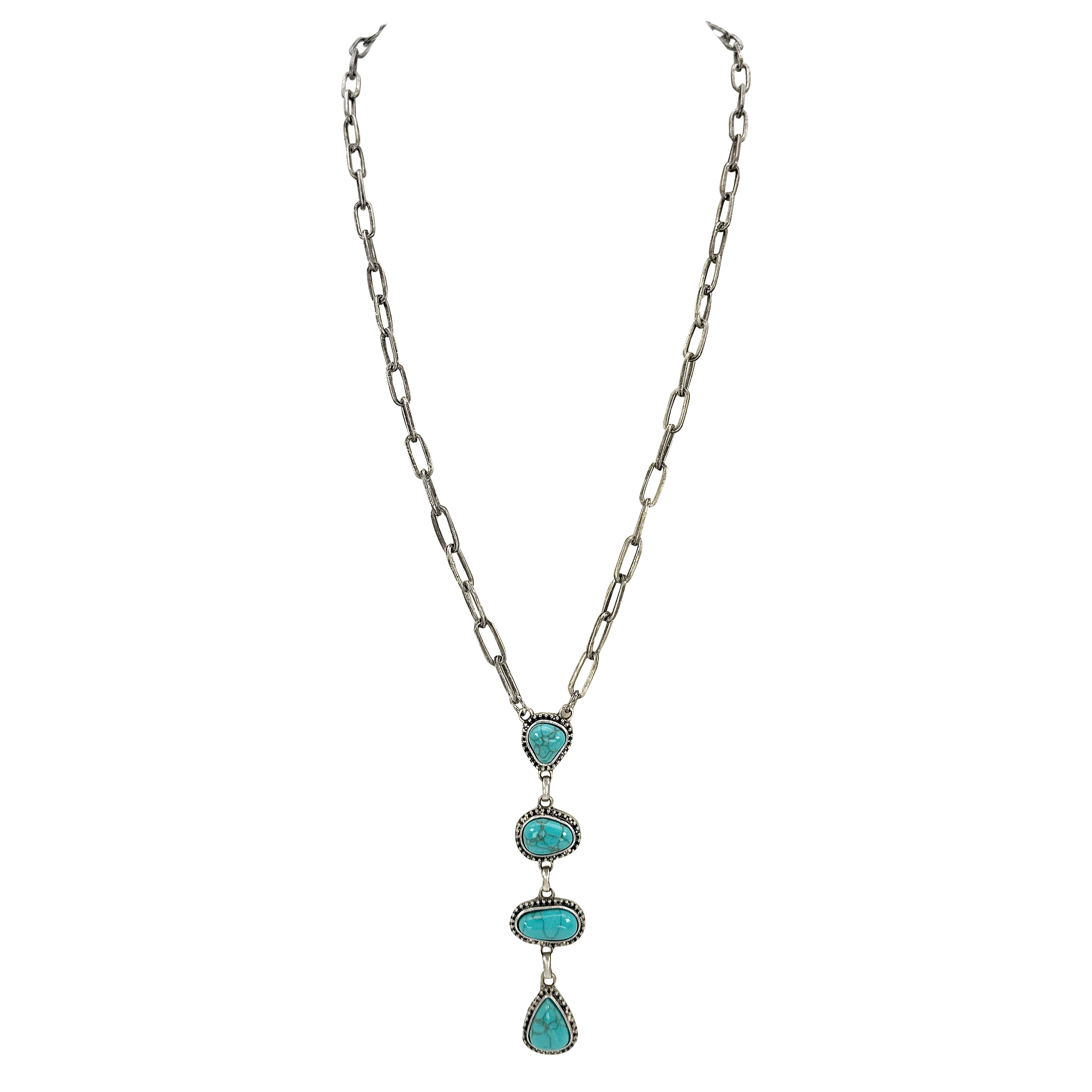 Metal Chain Turquoise Teardrop Necklace