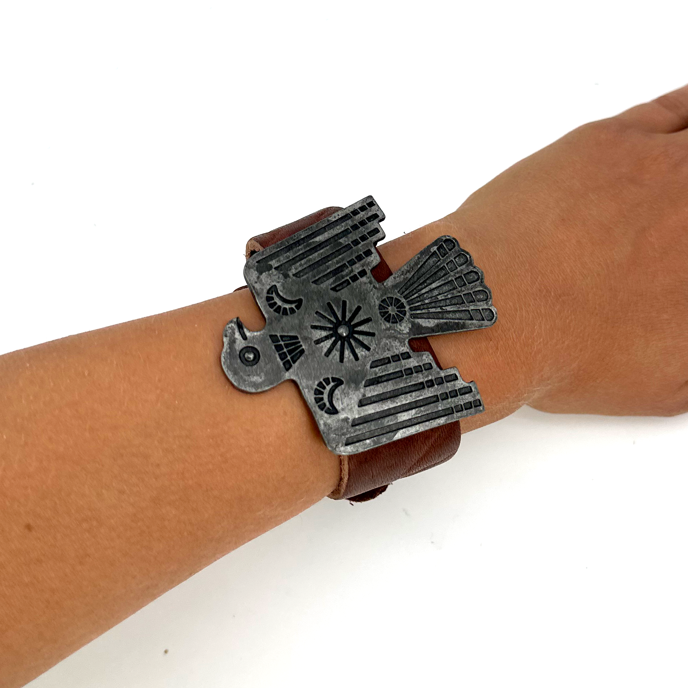 Western Statement Leather Adjustable Strap Bracelet