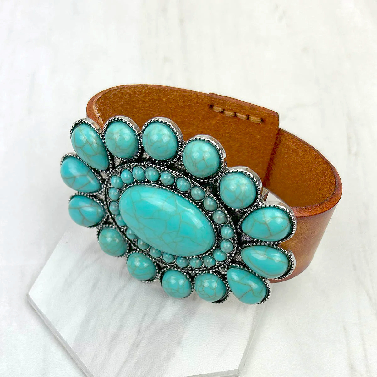 Western Statement Leather Adjustable Strap Bracelet