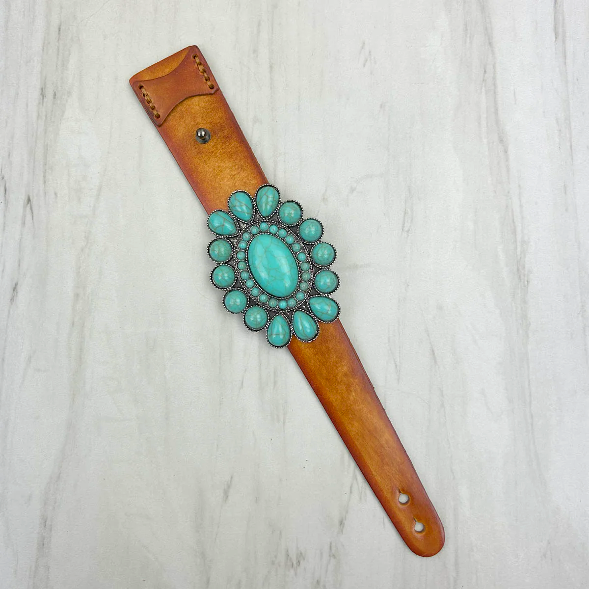 Western Statement Leather Adjustable Strap Bracelet