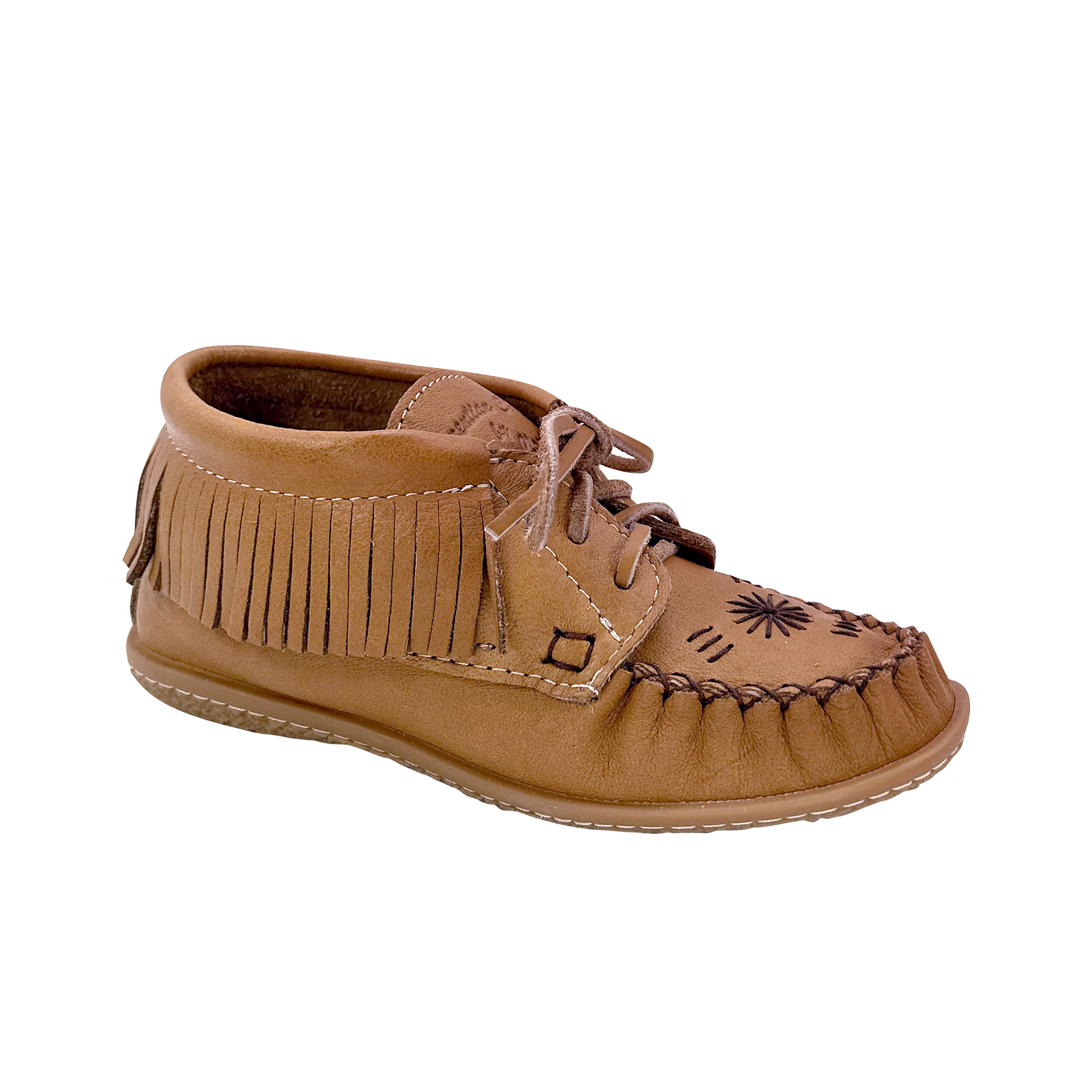 Women's Fringed Embroidered Earthing Moccasin Shoes with Copper Rivet