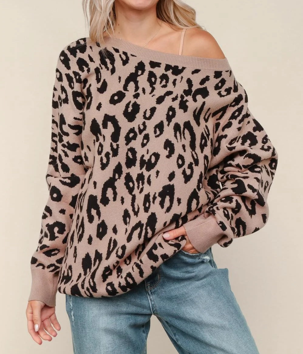 Women's Leopard Jacquard Oversized Sweater