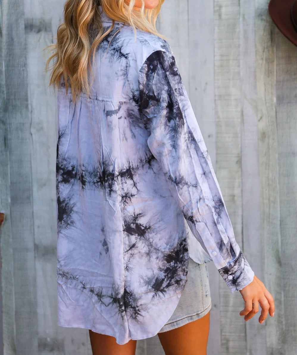 Women's Tie Dye Woven Button-Up Top