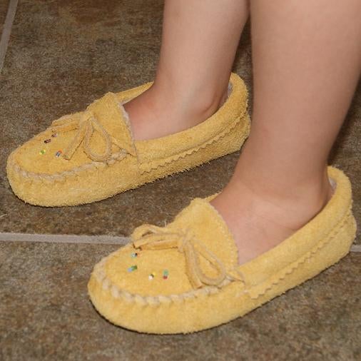 Children's Suede Lined Beaded Moccasins