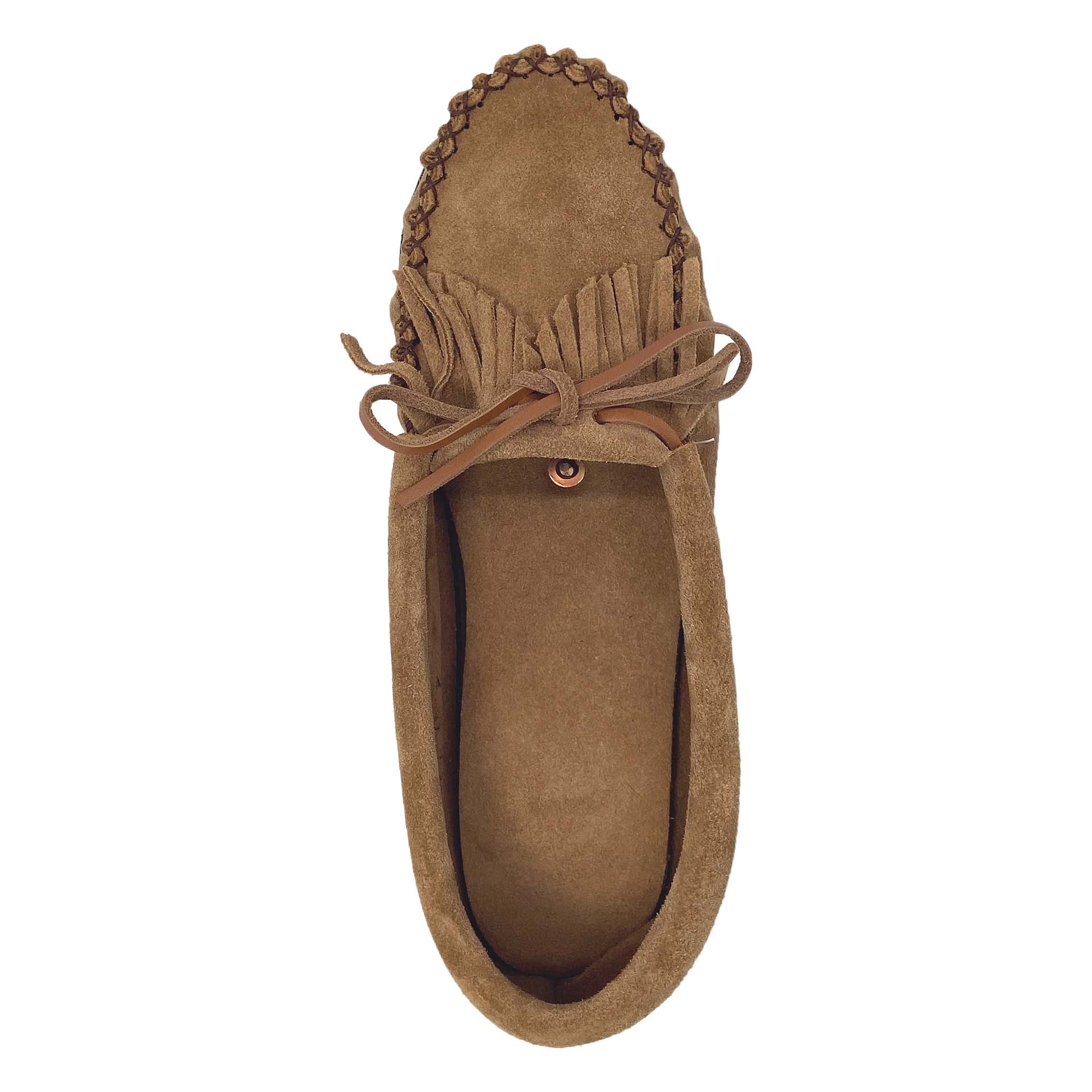 Women's Earthing Moccasin Shoes with Copper Rivet Fringed Crepe Sole