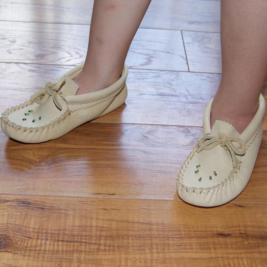 Children's Moose Hide Leather Beaded Moccasins