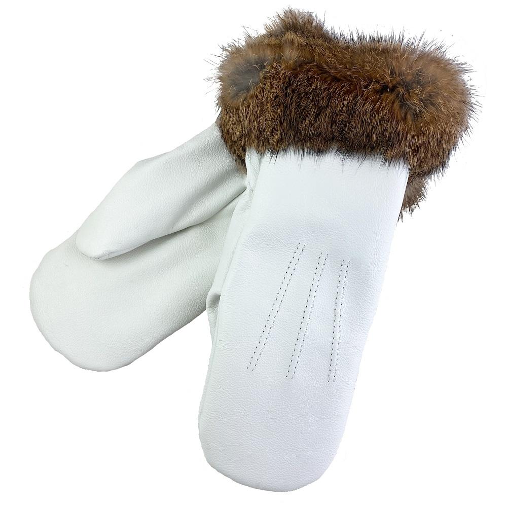 Women's Rabbit Fur Leather Mittens