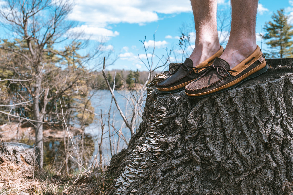 Men's Elk & Moose Hide Leather Moccasin Shoes