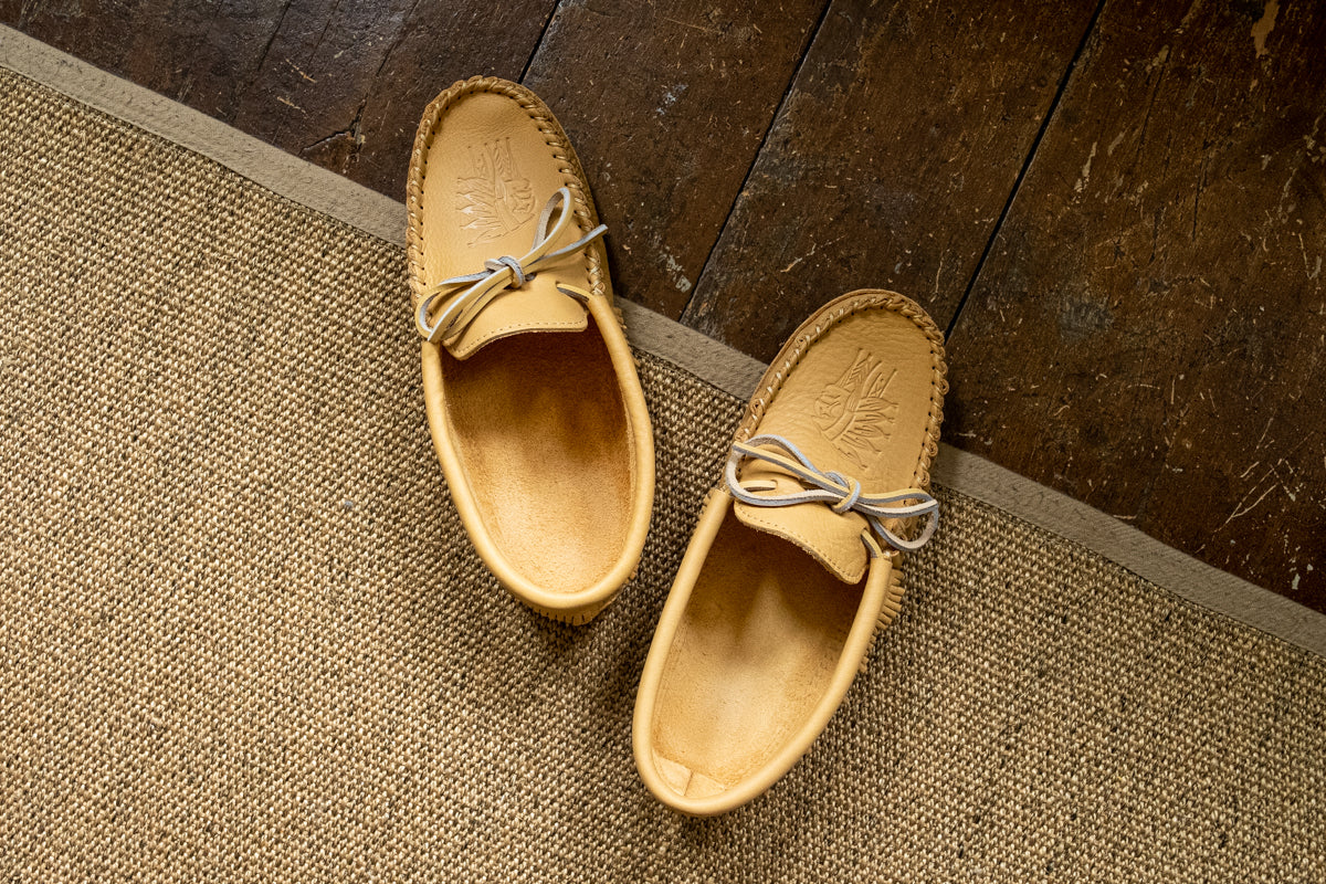 Men's Moose Hide Leather Fringed Moccasins