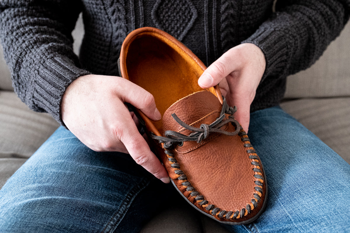 Men's Wide Leather Moccasin Shoes