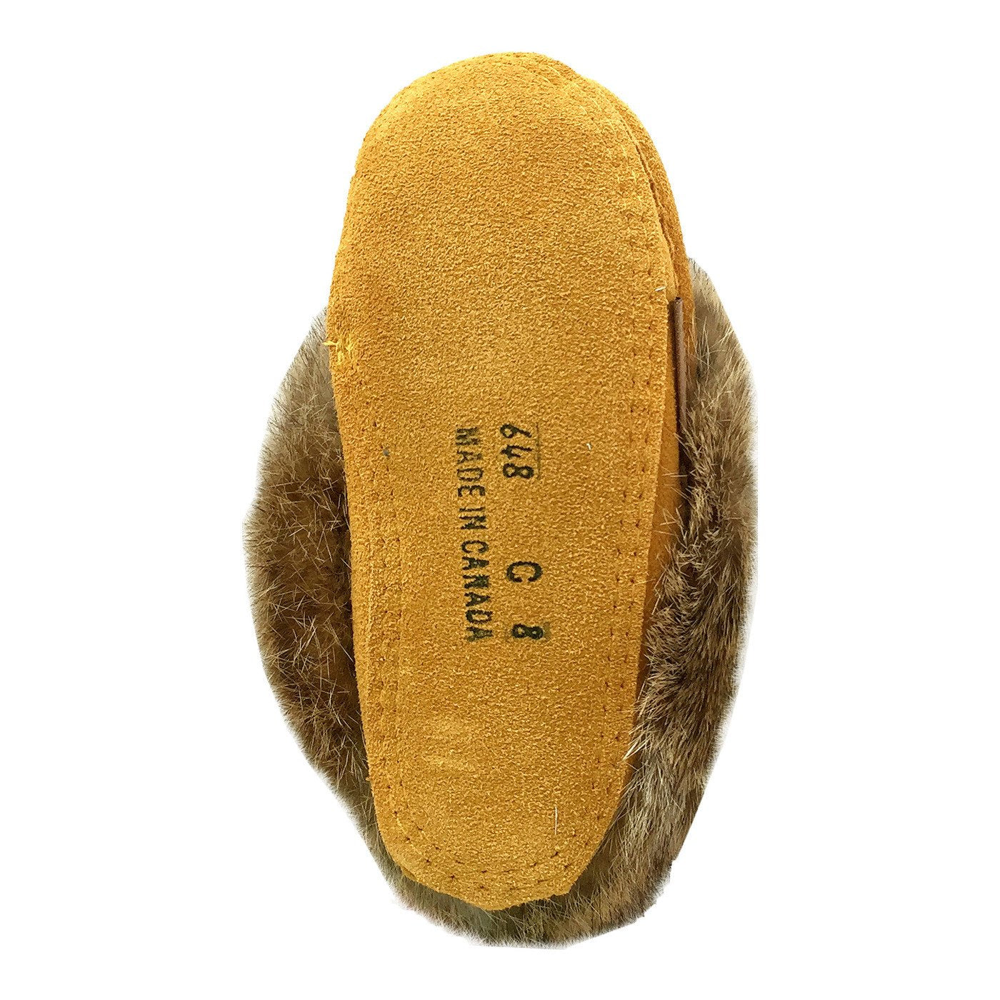 Children's Lined Rabbit Fur Indian Tan Beaded Moccasins