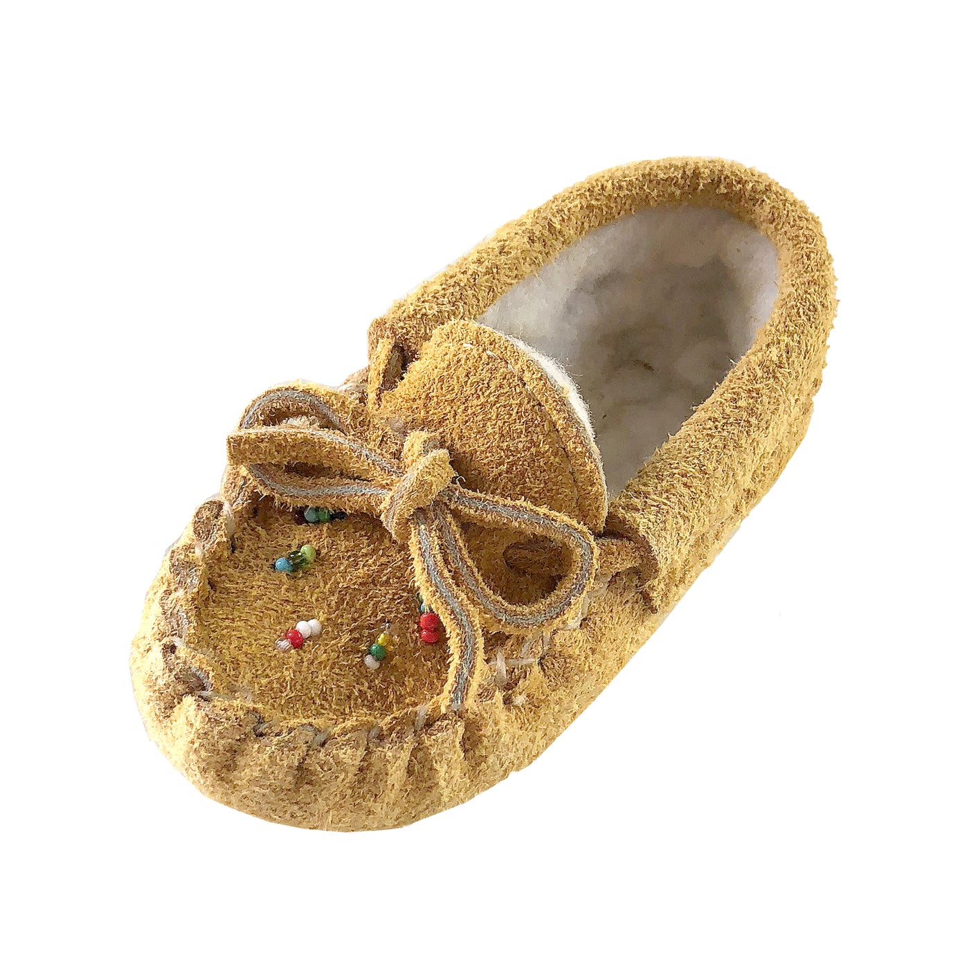 Children's Suede Lined Beaded Moccasins