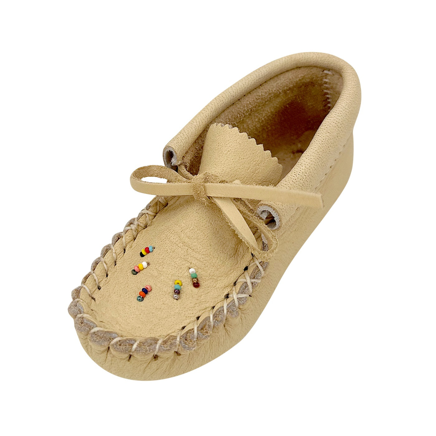Children's Moose Hide Leather Beaded Moccasins