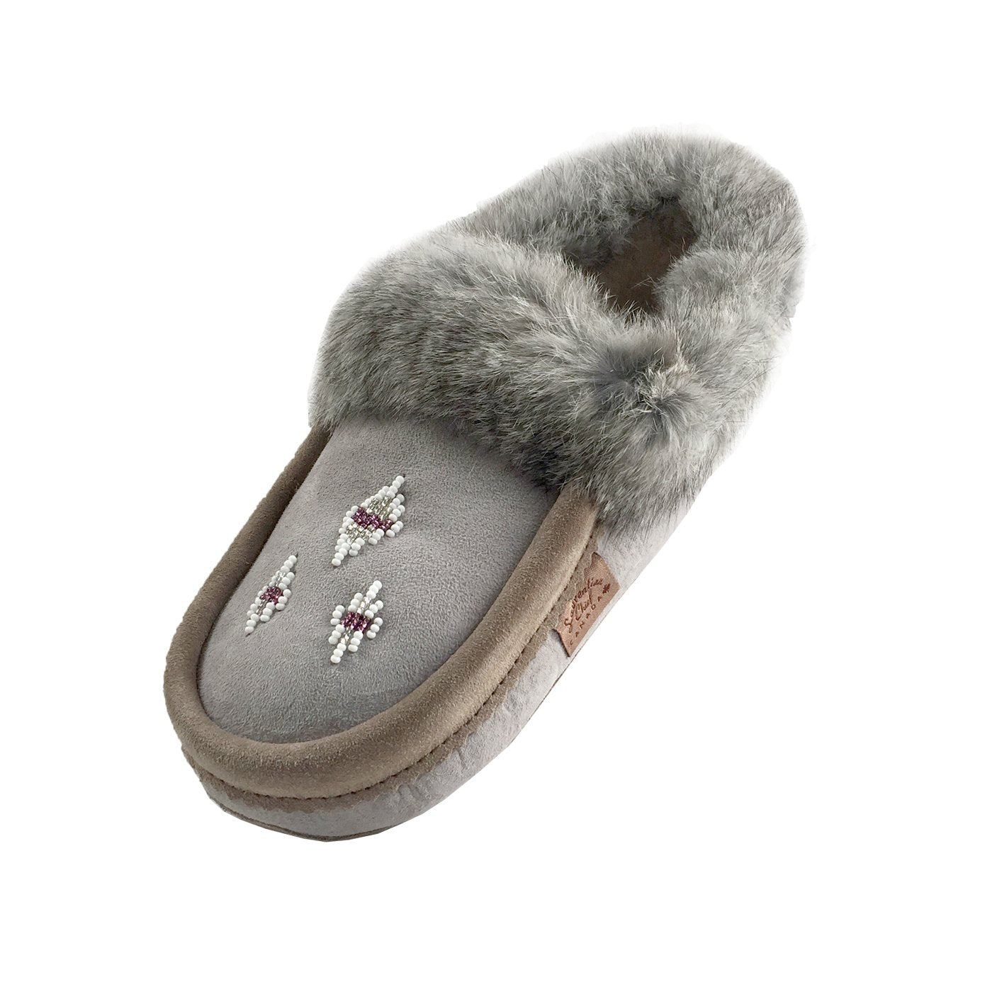 Women's Sheepskin Lined Rabbit Fur Moccasins