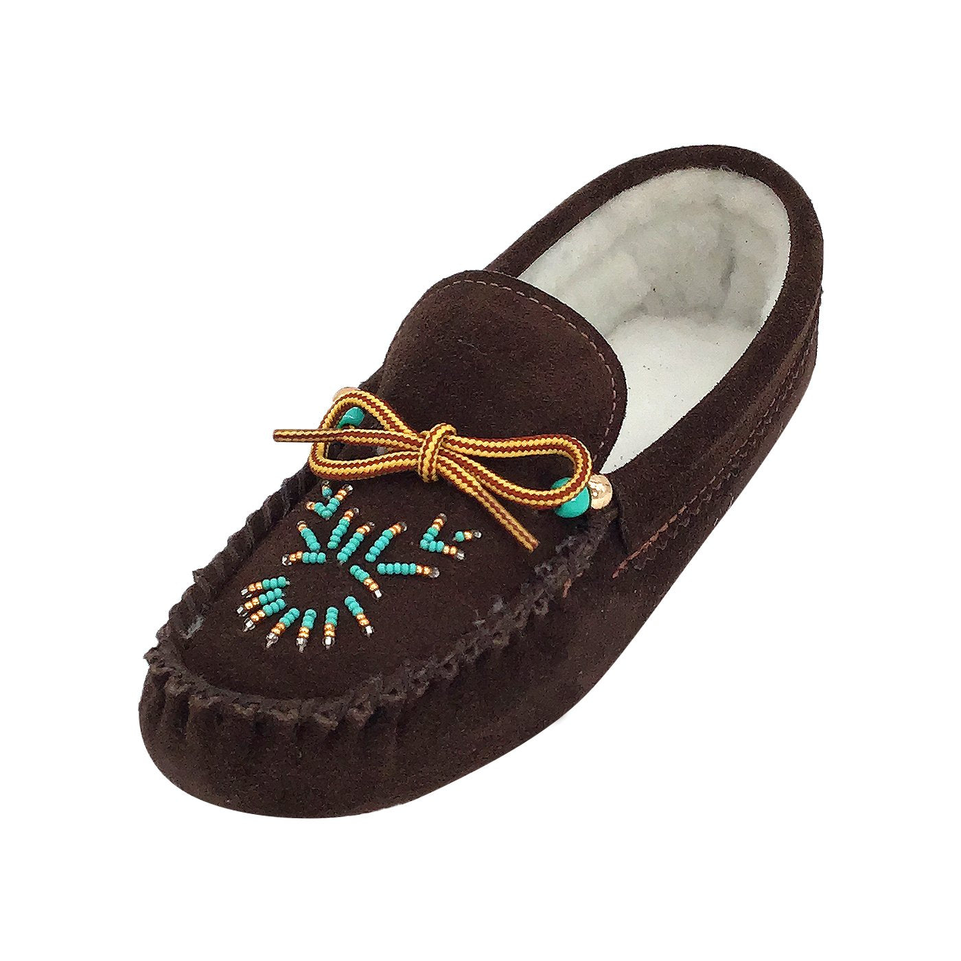 Women's Lined Beaded Suede Moccasins