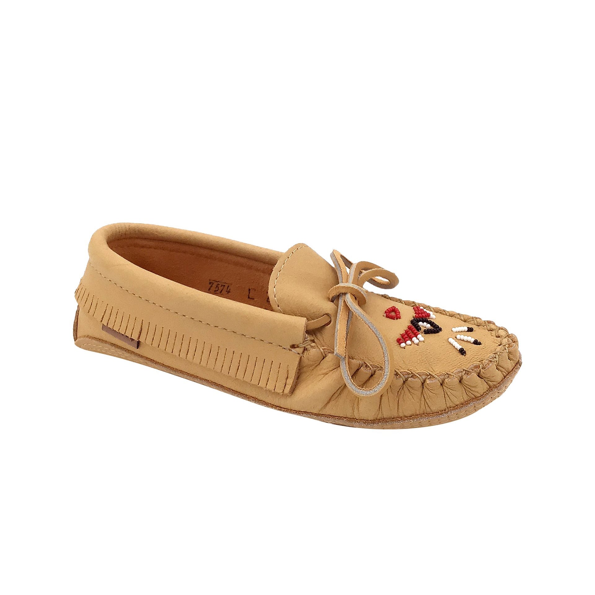 Women's Earthing Moccasins Fringed Beaded Leather