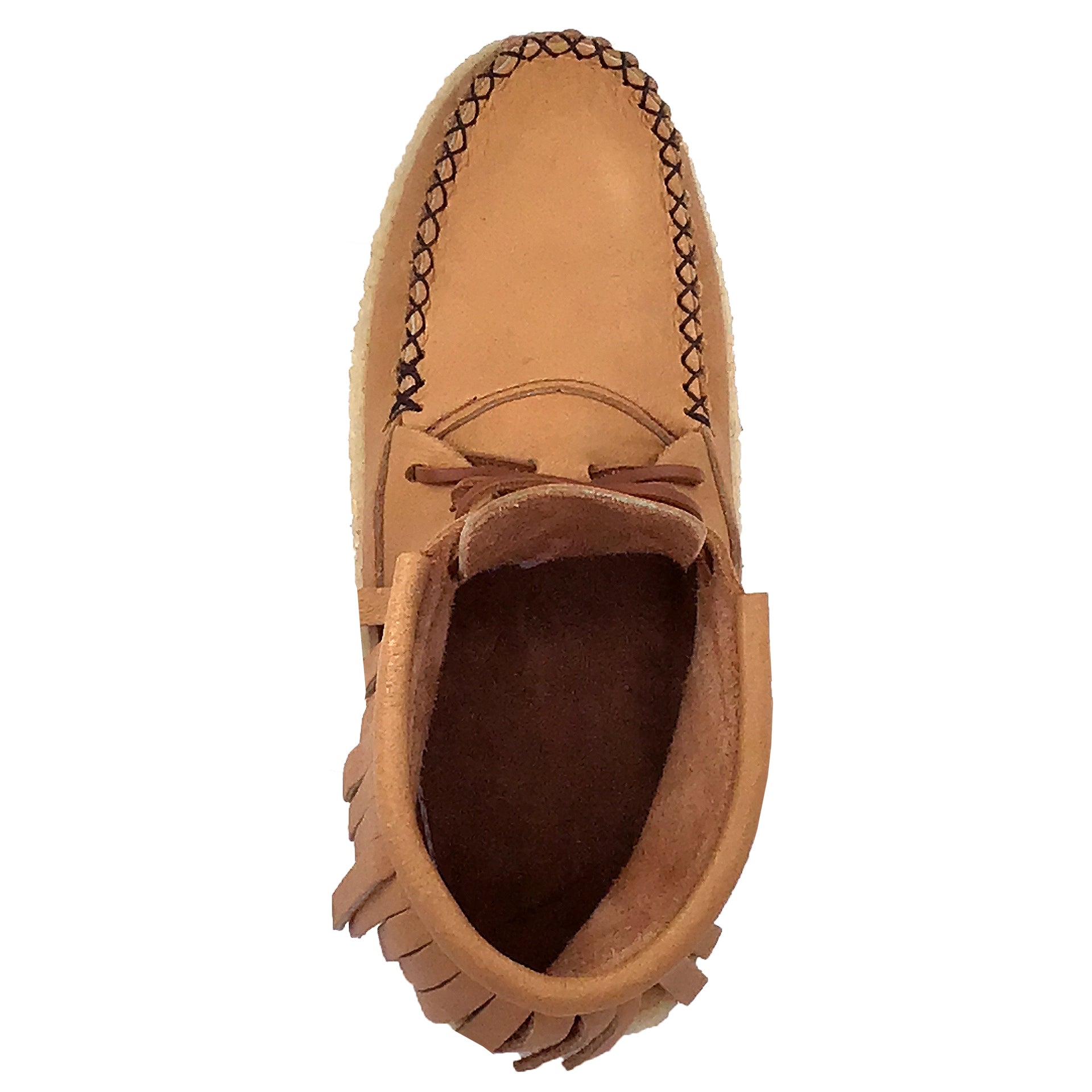 Women's Fringed Earthing Moccasin Boots with Copper Rivet Ankle Crepe Sole