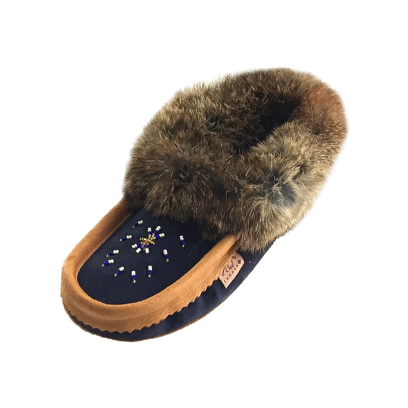 Women's Rabbit Fur Beaded Moccasins