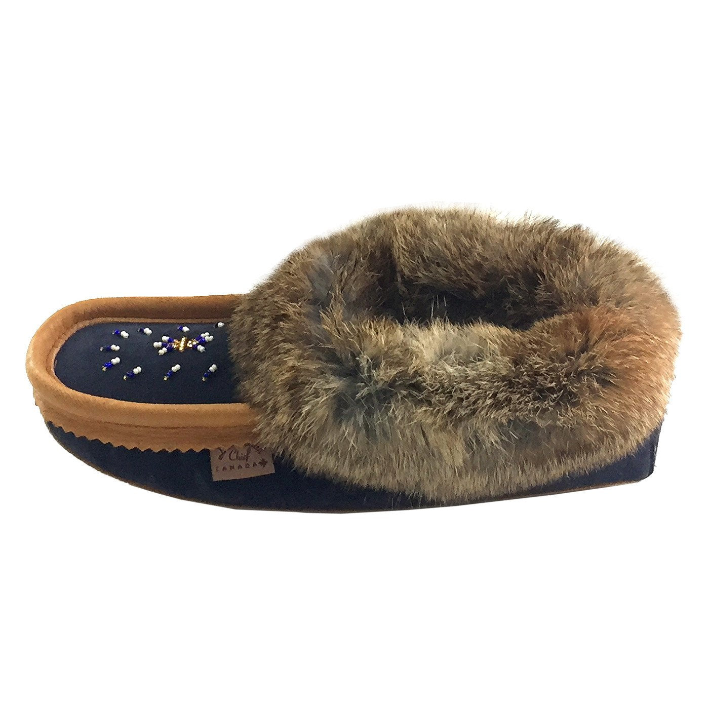 Women's Rabbit Fur Beaded Moccasins