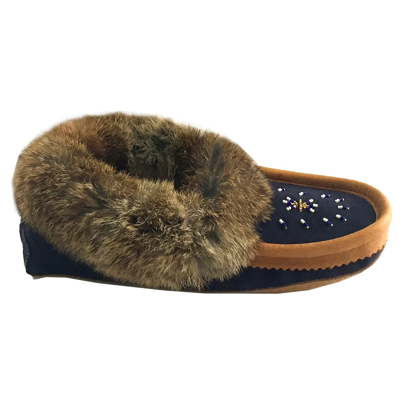 Women's Rabbit Fur Beaded Moccasins