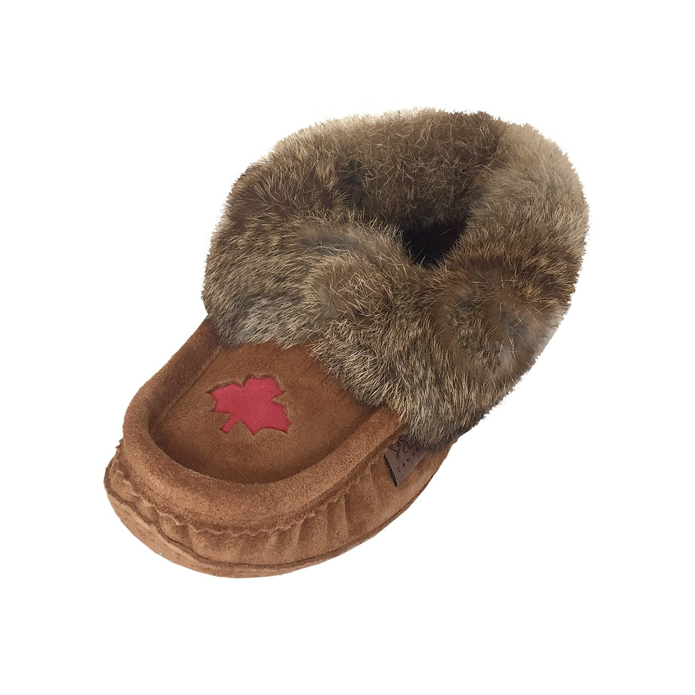 Women's Rabbit Fur Maple Leaf Moccasins