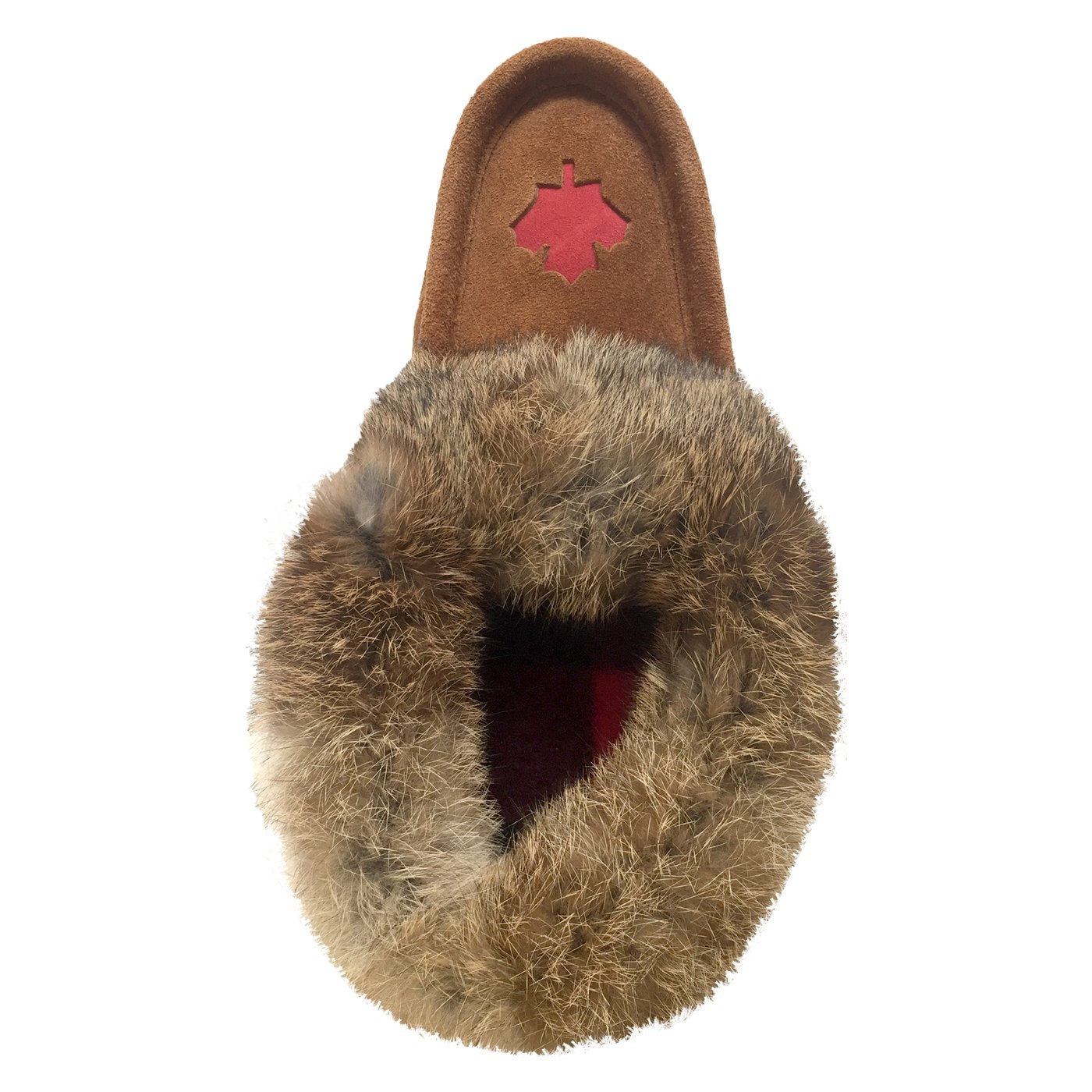 Women's Rabbit Fur Maple Leaf Moccasins
