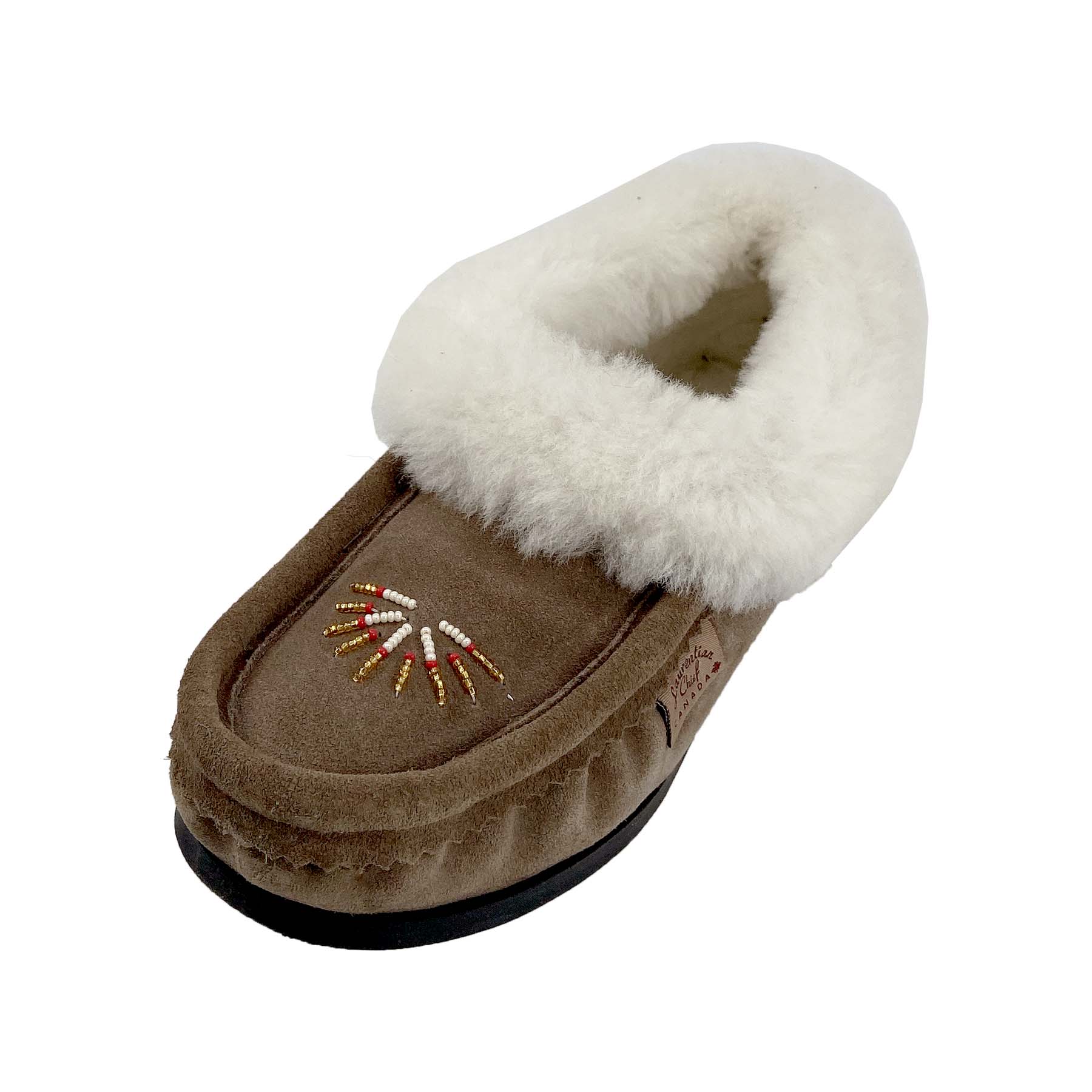 Women's Beaded Crepe Sole Sheepskin Moccasins