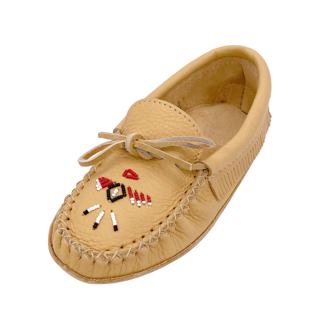 Women's Soft Sole Genuine Moose Hide Leather Beaded Moccasin Slippers