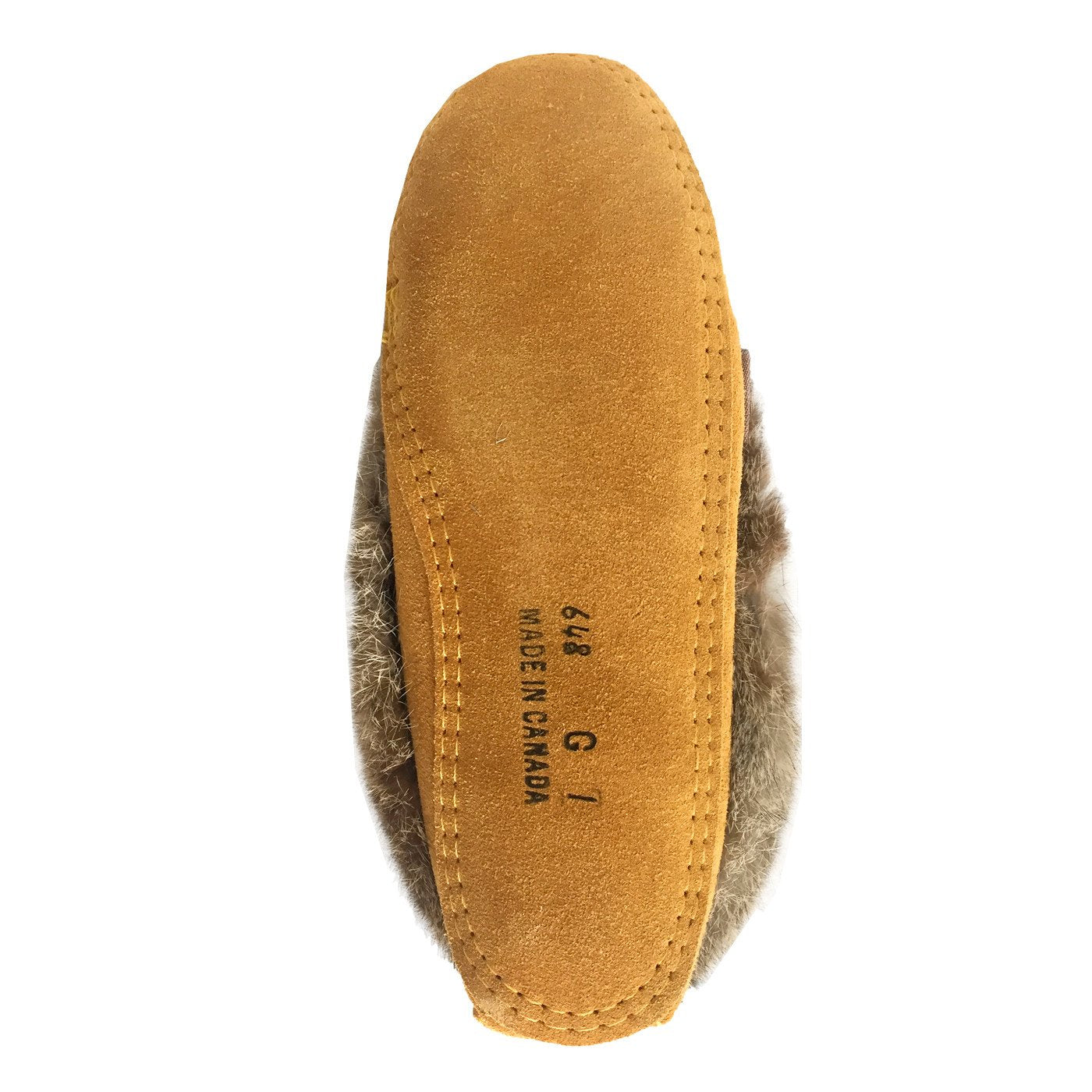 Children's Lined Rabbit Fur Indian Tan Beaded Moccasins
